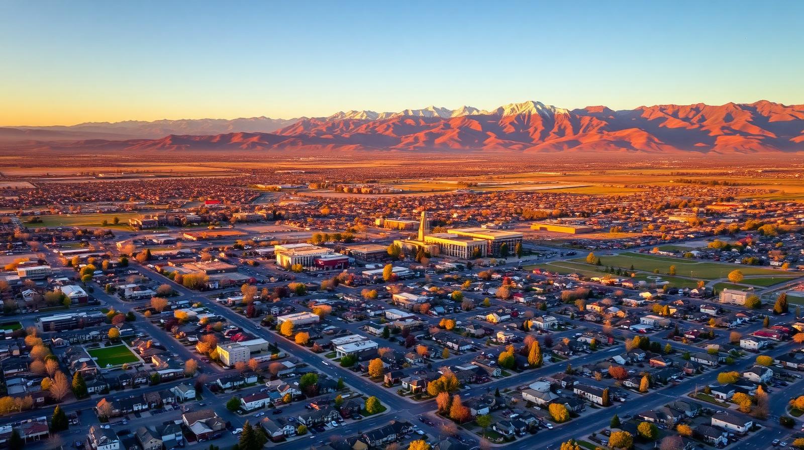 Aerial view of Northern Utah with Wasatch mountains